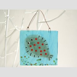 Unika Glas Billede Med Rdsptte - 11x11cm