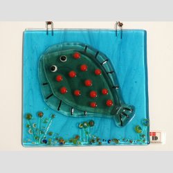 Unika Glas Billede Med Rdsptte - 11x11cm