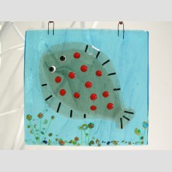 Unika Glas Billede Med Rdsptte - 11x11cm