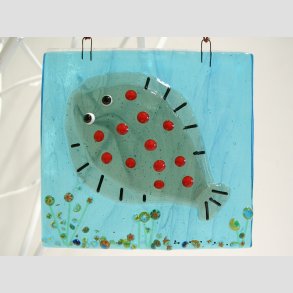 Unika Glas Billede Med Rdsptte - 11x11cm