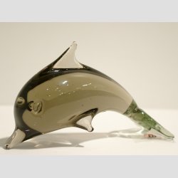 Delfiner - Stende Gr/Brun Glas Delfin - 10cm