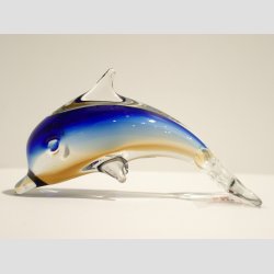 Glas Delfin - Stende Klar/Bl/Brun Glas Delfin - 10cm