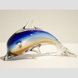 Glas Delfin - Stende Klar/Bl/Brun Glas Delfin - 10cm