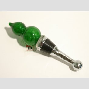 Vinprop Med Glas Kunst - Grn Flamme - 12cm