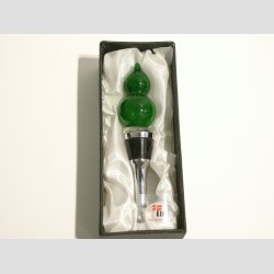 Vinprop Med Glas Kunst - Grn Flamme - 12cm