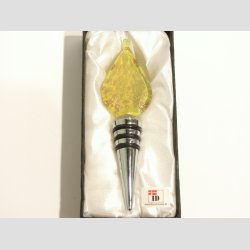 Vinprop Med Glas Kunst - Gul Ild - 14cm