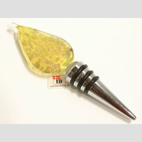 Vinprop Med Glas Kunst - Gul Ild - 14cm