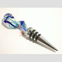 Vinprop Med Glas Kunst - Blue Wave - 14cm