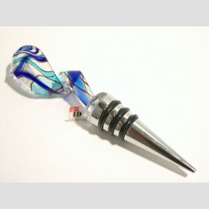 Vinprop Med Glas Kunst - Blue Wave - 14cm