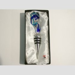 Vinprop Med Glas Kunst - Blue Wave - 14cm