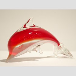 Delfin - Stende I Klar/Rd/Hvid Glas - 10cm