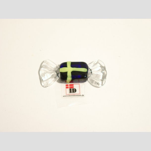 Glas Karameler - Bl/Gul - Svensk Flag Farver - 5cm Bolsjer 1stk