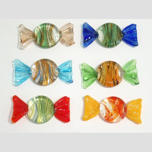 Glass Candy - 6 Pcs Round/Flat/Pattern - Pack Asst. 5cm