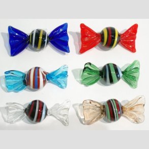 Glas Bolsjer - 6 Stk Runde/Striber - Asst. - 5cm