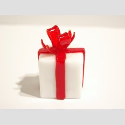 Julegaver - Glas Gave Pakker - Hvid/Rd - Med Rd Sljfe 