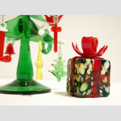 Gave Pakker I Glas - Grn/Prikker - Rd Sljfe - 3cm