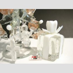 Glas Gave Pakker - Klar/Hvide - Med Hvid Sljfe - 3cm