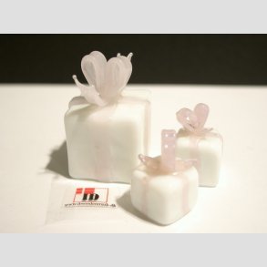 Gave - Glas Pakker - Hvid/Lyserd Sljfe - Mellemstore - 2,5cm