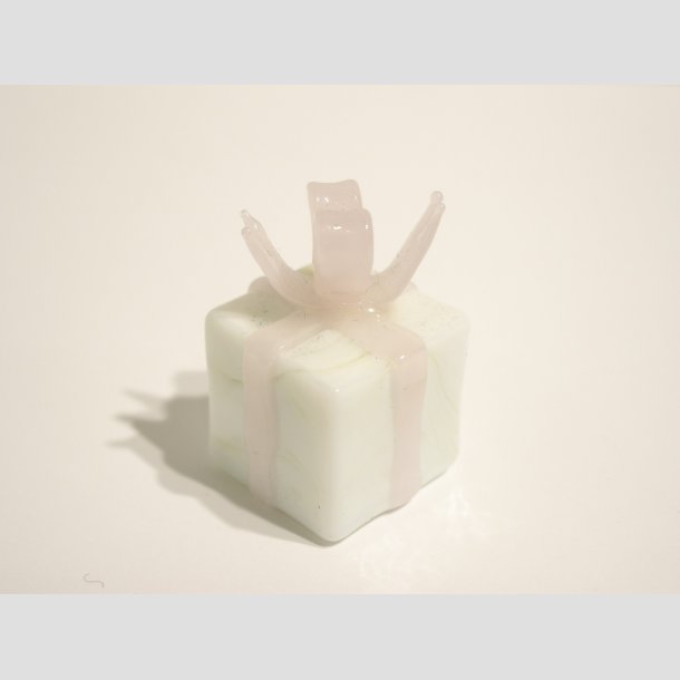 Gave - Glas Pakker - Hvid/Lyserd Sljfe - Mellemstore - 2,5cm Stor