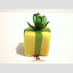 Gave Pakker i Massiv Glas - Gul/Grn Forrsgave - Grn Sljfe - 3cm