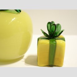 Gave Pakker i Massiv Glas - Gul/Grn Forrsgave - Grn Sljfe - 3cm