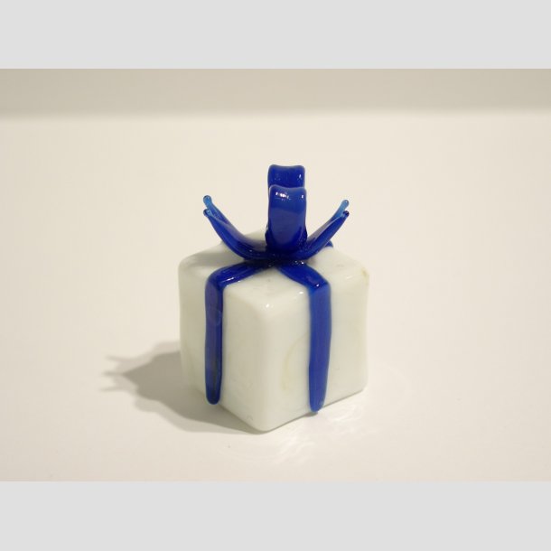 Gave - Glas Pakker - Hvid/Lysebl - Lysebl Sljfe - Mellemstore - 2,5cm Stor