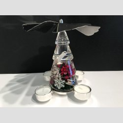 Adventslys Stearinlys Karrusel - Pyramide Dekoration Classic med 4 Fyrfadslys - H 18cm D 18cm