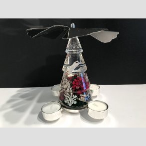 Adventslys Stearinlys Karrusel - Pyramide Dekoration Classic med 4 Fyrfadslys - H 18cm D 18cm