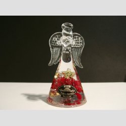 Engle - Glas Drmme Engle - Hndlavede Med Dekoration - "Christmas Berries" - 10cm