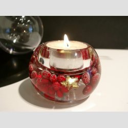 Weihnachtskugel - Handgefertigt Mercur Kerzen in Acryl Geschenk Kugel "Christmas Berries" H5 D7cm