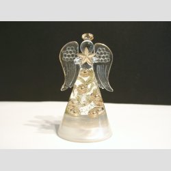 Engle - Hndlavede Glas Engle Med Guldbelagte Kanter - "Guld Perle" - 9cm