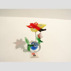 Glas Sommerfugl/Blomst - Sm� fine Glas Sommerfugle med lille Blomsterknub - 7cm