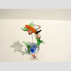 Glas Sommerfugl/Blomst - Sm� fine Glas Sommerfugle med lille Blomsterknub - 7cm