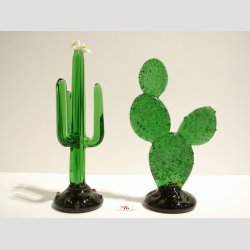 Glaskunst - Grn Kaktus I Glas - 12cm