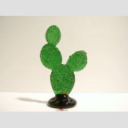 Glaskunst - Grn Kaktus I Glas - 12cm