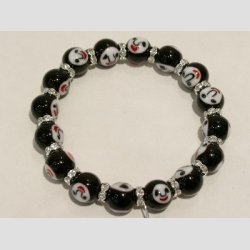 Ansigt Glas Armbnd - Sort Mix Face - Glas Diamant Mellemperler