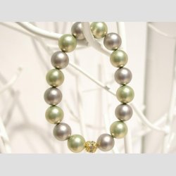 Armbnd - Lime Grn Pulveriseret Strandskald Perler