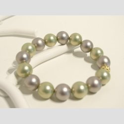 Armbnd - Lime Grn Pulveriseret Strandskald Perler