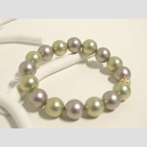 Armbnd - Lime Grn Pulveriseret Strandskald Perler