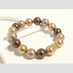 Armbnd - Mix Brune Pulveriseret Strandskald Perler