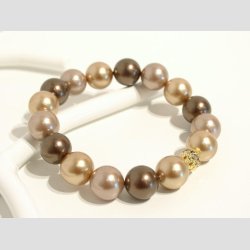 Armbnd - Mix Brune Pulveriseret Strandskald Perler