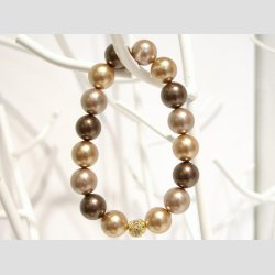 Armbnd - Mix Brune Pulveriseret Strandskald Perler