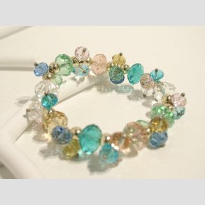 Krystal Armbnd - Glas Krystal Armbnd - Mix Klar/Lyse Kantet Glasperler