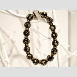 Armbnd - Sort/Guld Glas perler Rigdom