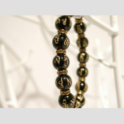 Armbnd - Sort/Guld Glas perler Rigdom
