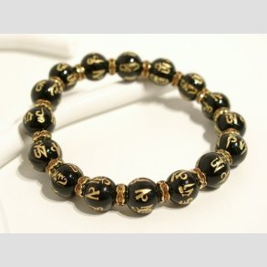 Armbnd - Sort/Guld Glas perler Rigdom