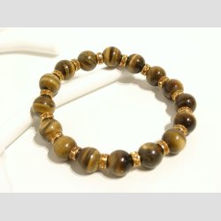 Armbnd - Legendarisk - Brune Tigerje Perler &amp; Guld Imiteret Diamant