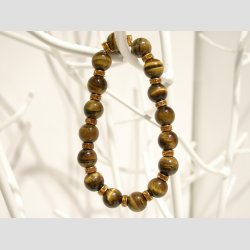 Armbnd - Legendarisk - Brune Tigerje Perler &amp; Guld Imiteret Diamant