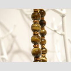 Armbnd - Legendarisk - Brune Tigerje Perler &amp; Guld Imiteret Diamant