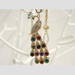 Armb�nd - Forgyldt P�fugl Med Hvide eller Farvet Glasdiamanter